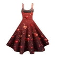 thumbnail image 3 of Valentines Day Cocktail Women's Vintage Dress Sleeveless Heart Print Evening Prom Swing A Line Dress Red XL, 3 of 4