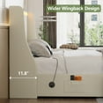 thumbnail image 6 of VECELO Full Bed Frame with LED Lights Beige Metal Frame Queen Platform Bed with 2 Storage Drawers, Charge Station, USB Ports, Upholstered Headboard,Beige, 6 of 13