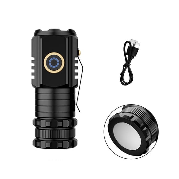 Kieccall Rechargeable Led Three-Eye Flashlight - Small Mini Portable, Super Bright Long-Range Powerful Beam For Home Outdoor, Strong Light Lamp With Usb Charge