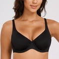 thumbnail image 5 of MELENECA Women's V-Neck Minimizer Underwire Plus Size Unlined Plunge T-shirt Bras Black 44B, 5 of 6