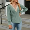 thumbnail image 5 of AXXD Womens Blouses for Work Professional Basic Summer 2024 Solid Color V-Neck Long Sleeve Casual Top Blouse, 5 of 6