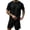 Black, variant on LEKWK Men Linen Sets Outfits 2 Piece Lightweight Loose Fit Solid Beach Vacation Summer Outfits Short Sleeve Crewneck Casual Tops and Drawstring Shorts