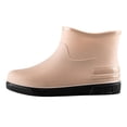 thumbnail image 4 of pwidon Waterproof Rain Boots for Women Slip On Short Ankle Slip Resistant Flat Sole Lightweight Casual Low Height Rubber Wet Weather Footwear Khaki 40, 4 of 4
