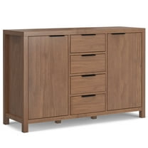 Simpli Home Hollander SOLID WOOD and Pine 54 inch x 18 inch Rectangle Contemporary Sideboard Buffet in Medium Saddle Brown