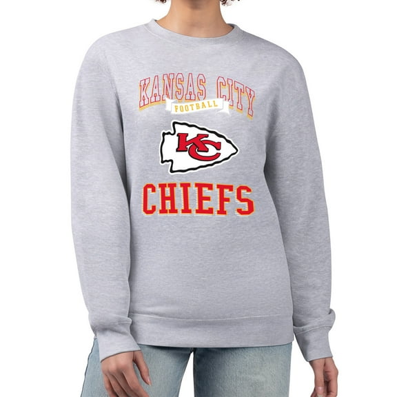Women's G-III 4Her by Carl Banks Heather Gray Kansas City Chiefs Team Logo Graphic Tri-Blend Pullover Sweatshirt