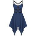 thumbnail image 2 of WXLWZYWL Summer Dress 2023 Clearance Women'S Gothic Punk Dress Strap Style Sleeveless off Shoulder Mid Length Dress Blue, 2 of 5