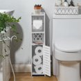 thumbnail image 2 of H HUIYKALY Toilet Paper Storage: Toilet Paper Holder Stand with Roller for Small Space,White C104, 2 of 3