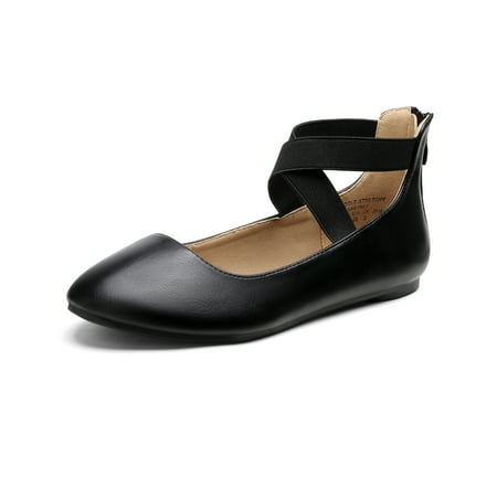 

Dream Pairs Womens Ballet Flats Elastic Ankle Strap Mary Jane Slip On Shoes Sole_Stretchy Black/Pu Size 7.5