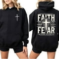 thumbnail image 2 of Faith Over Fear Christian Double Sided Hoodie – Cross & Psalm 56:3 Quote, Unisex Religious Pullover for Autumn Wear, Inspiring Faith-Based Streetwear, 2 of 7