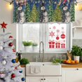 thumbnail image 5 of Christmas Blue Curtain Valances for Windows, Kitchen Valance Window Treatments Panel 2 Pack, Winter Snowmen Snowflake Xmas Tree Rod Pocket Short Curtains for Bathroom Bedroom 42 x 12 Inch, 5 of 8