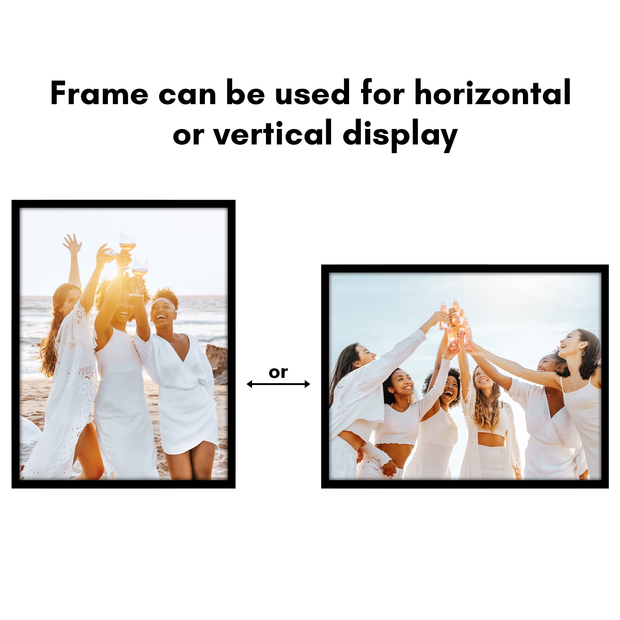 Americanflat 13x17 Picture Frame with Polished Plexiglass Streamline Collection Thin Border Wall - Black