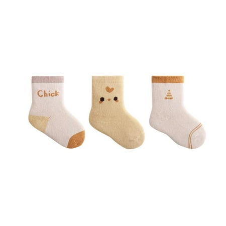 

Heiheiup Children Autumn And Winter New Pattern Fashion Cute Cartoon Yellow Chicken Comfortable Thickened Thermal Socks Cute