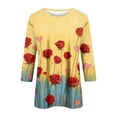 thumbnail image 4 of Hogleaql Valentine Shirt Women 3/4 Length Sleeve Crew Neck Tee Shirts Dressy Love Heart Printed Blouse Casual Loose Comfortable Tee Tops Orange 2XL, 4 of 6