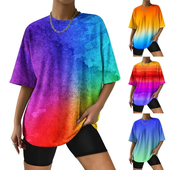 Fesfesfes T Women Fashion Woman Causal Round Neck Printing Blouse Short Sleeve T-Shirt Summer Tops Womens Tunic Tops 12(XXL)