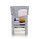 thumbnail image 1 of Caja de almacenamiento de ropa, organizador plegable apilable, asas resistentes con marco de metal para ropa, ropa de cama, estantes, armario, contenedor con ventana transparente con cremallera y port, 1 of 5
