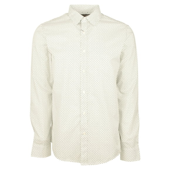 Men's Slim Fit Tossed Logo Print Long Sleeves Shirt-SG-Small