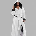 thumbnail image 5 of LangJing Mens Plush Hooded Robes Full Length Fleece Hooded Bathrobe Thick Warm Cozy Bath Shower Robe Absorbent Quick Dry Outdoor White,S, 5 of 6