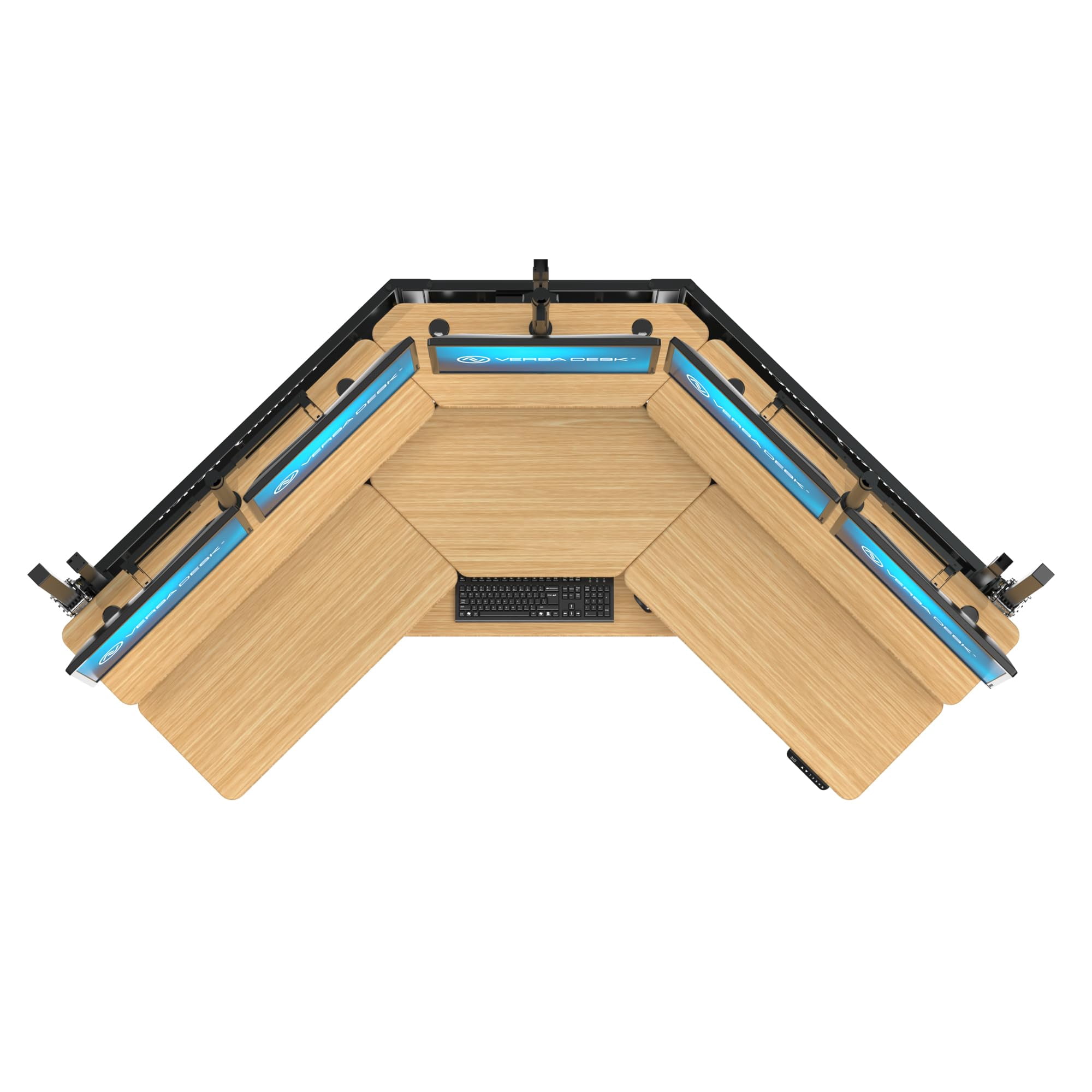 VERSADESK® Foundry Bench L-Shaped Electric Standing Desk, 1" Bamboo Surface, USB/USBC Ports, Mobile App Controllable | Natural Bamboo, ( 80" x 80" )