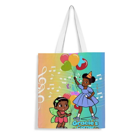 Gracie's Corner-theme canvas Tote Bag for Women Aesthetic Shopping Grocery Reusable Bags with Inner Zipper Women Gift 13.8 x 15.8 inches(35x40cm)