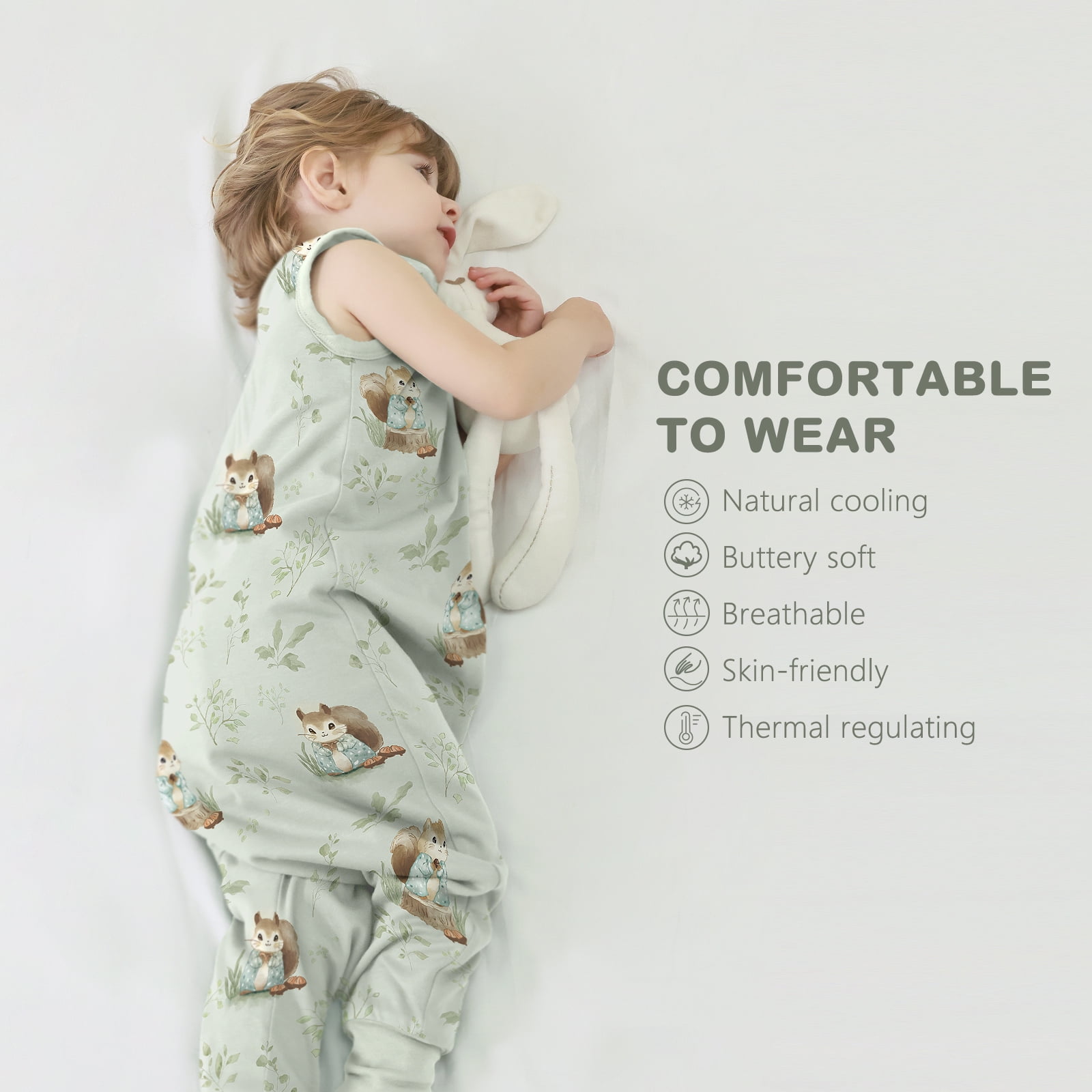 Mosebears 1.0 Tog Baby Sleeping Bag - Cotton Sleeveless Sleep Sack for Baby(Animal,XL(3-4 Years))