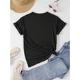 thumbnail image 2 of Smiling Face Print Short Sleeve T-shirt, Casual Crew Neck Top For Spring & Summer, Women's Clothing Tee For Adult, Men, Women, Teen, Teenager, Adolescent, Youth, 2 of 4