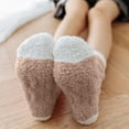 thumbnail image 5 of MRULIC socks for women Women's Winter Fuzzy Socks Warm Slipper Socks Women's Soft Fuzzy Sleeping Socks Fuzzy Elastic Slipper Socks Khaki + One size, 5 of 5