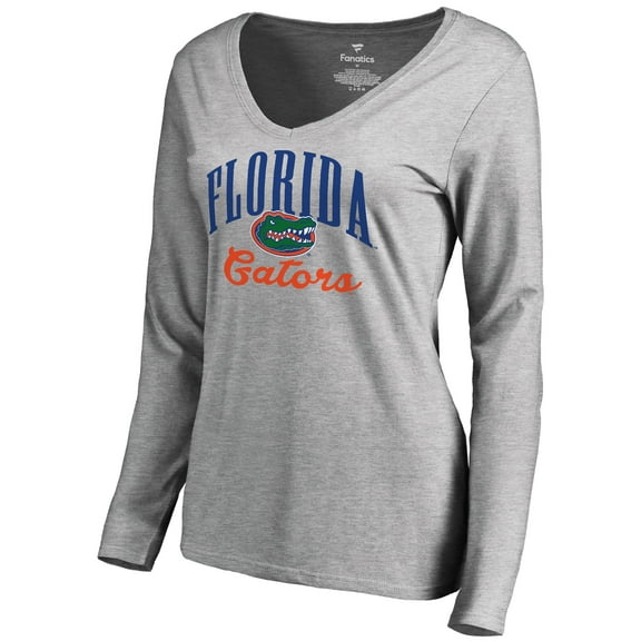 Women's Ash Florida Gators Victory Script Long Sleeve T-Shirt