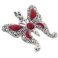 thumbnail image 1 of Butterfly In Red Sponge Coral 925 Sterling Silver Pendant, 1 1/4", 1 of 4