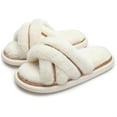 thumbnail image 5 of MAOYA Women's Cross Band Slippers with Memory Foam Insole Fuzzy Soft Fluffy Open Toe House Shoes Comfy Indoor Outdoor Slip On Breathable, 5 of 5