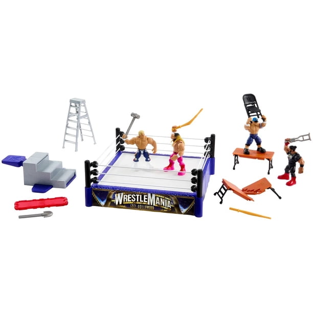 WWE Knuckle Crunchers Mini Mayhem Ring Bundle, 4 Action Figures