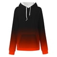thumbnail image 4 of Tops for Women Trendy Work Winter Loose Fit Hooded Long Sleeve Mitten- Off the Shoulder with Pocket Gradient Print Leisure Cotton Sweatshirts Hoodies(Orange,L), 4 of 5