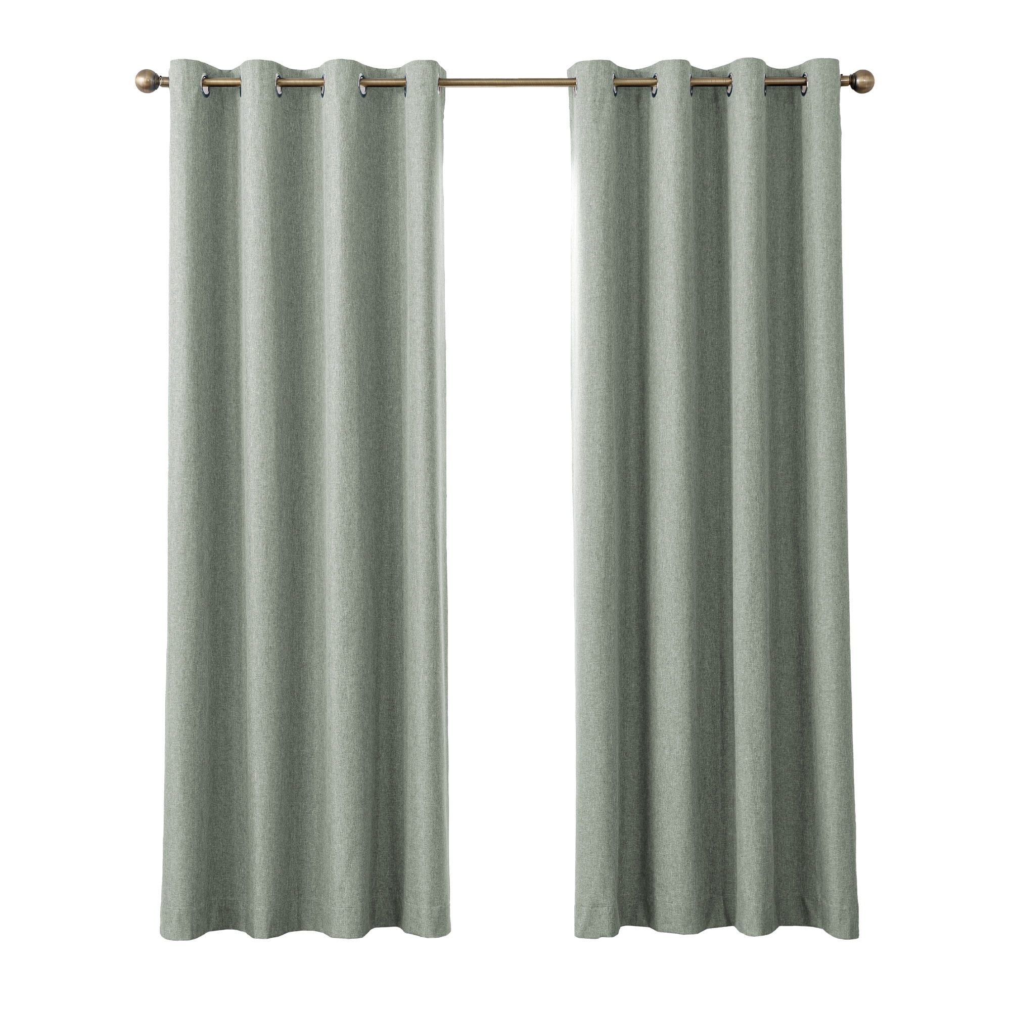 Sleep Zone Linen Look 100% Blackout Curtains for Bedroom Windows Living Room Darkening Thermal Insulated Drapes 2 Panels, 42" x 95" Dark Green