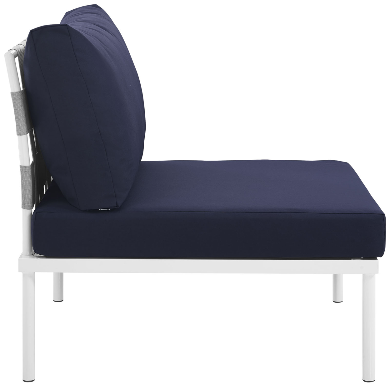 Modway Harmony Outdoor Patio Aluminum Fabric Armless Chair in White/Navy - image 2 of 4