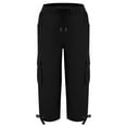 thumbnail image 3 of YUTK Womens Capris with Pockets Stretch Lightweight Casual Cargo Pants Rolled Hem Summer Cropped Trousers Outdoor Clothes Black S-3Xl, 3 of 4