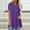 Purple, variant on QUINDOS Summer Women's Tshirt Blue Cotton Oversized Short Sleeve Tops for Women 2024 Crew Neck Button Solid Birthday Tops