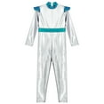 thumbnail image 4 of TiaoBug Kids Shiny Metallic Alien Bodysuit for Boys Girls Halloween Long Sleeve Back Zipper Jumpsuit Silver 8, 4 of 6