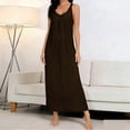 thumbnail image 3 of Women’s Lace V Neck Nightgown Sleeveless Loose Casual Long Nightdress Soft Lightweight Sleepwear,Coffee,L, 3 of 6