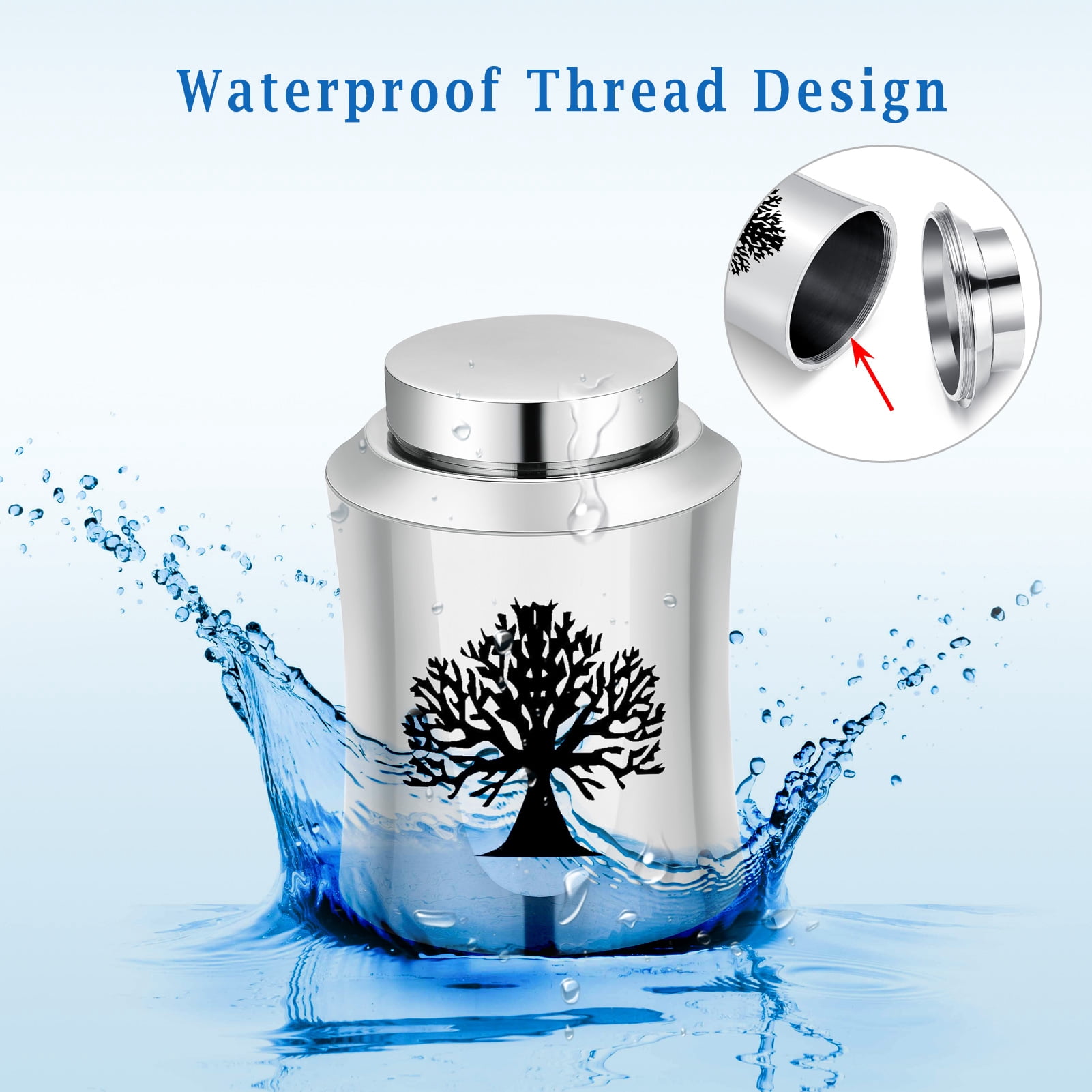 Tree of Life Print 10*7.4cm Small Memorial Cremation Urn for Pet Human Ashes Holder Funeral Keepsake Stainless Steel Cremation Mini Urn