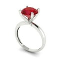 thumbnail image 2 of Solitaire Engagement Ring for Women - 3ct Simulated Ruby in 18K White Gold Promise Ring, 2 of 6