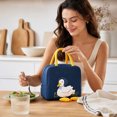 thumbnail image 7 of Cute Insulated Lunch Bag, Duckling Design Thermal Tote with Spacious Interior, Portable Reusable Bento Cooler for School Work Picnic and Travel(Navy), 7 of 7