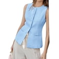 thumbnail image 3 of Sleeveless Solid Color Women Work Office Slim Waistcoat Vest Blazer, 3 of 6