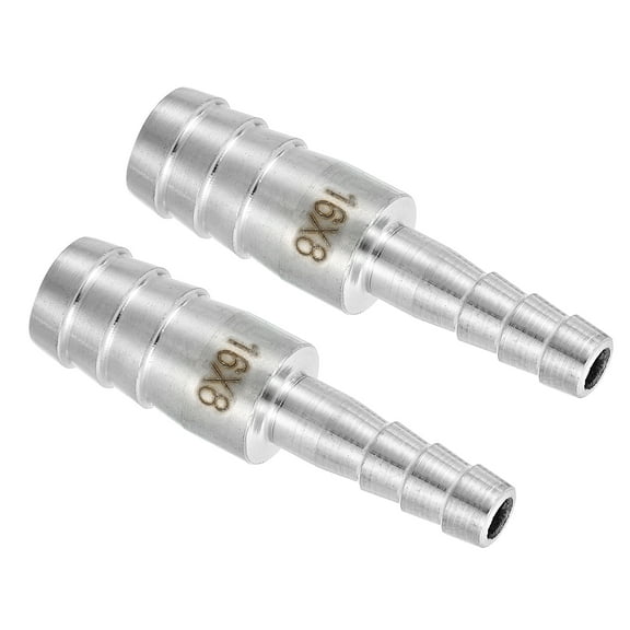 2Pcs 5/8" to 5/16" Hose Barb Reducer Pipe Fitting, 304 Stainless Steel Hose Pipe Fitting Sanitary Adapter for Vacuum Systems, Industrial Pipe Connections, Silver