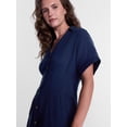thumbnail image 5 of Time and Tru Women's Linen Blend Pleated Mini Shirtdress with Short Sleeves, Sizes XS-XXXL, 5 of 6