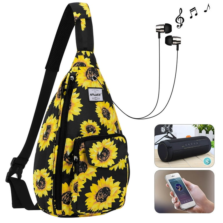 UMIRIKO Sunflower Crossbody Bag For Women & Men | Large PU Leather Hobo Purse With Adjustable Strap, 14.5x12x6.5 Inches