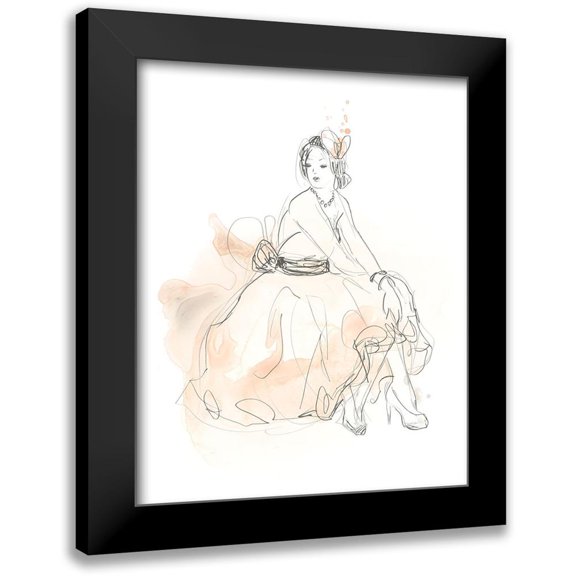 Vess, June Erica 12x14 Black Modern Framed Museum Art Print Titled - Blush and Grey Fashion II