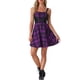 thumbnail image 1 of Vestido de mujer INSPIRE CHIC de cuadros con escote corazón, sin mangas, con cordones, mini, ajustado y acampanado, color púrpura oscuro, 1 of 6
