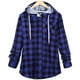 thumbnail image 1 of Dnzceghtig Camisa con Capucha Chaqueta A Cuadros para Mujer Manga Larga con Botones Top Casual Moda Estilo Novio Bolsillos Superiores, 1 of 2