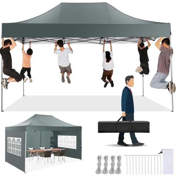 SANOPY 10x15 Heavy Duty Pop up Canopy Tent with 4 sidewalls Commercial Outdoor Canopy Wedding Party Tents for Wedding All Season Wind & Waterproof Gazebo with Carry Bag,(Frame Thickened)
