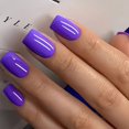 thumbnail image 2 of Juego de 24 cortaúñas cortos cuadrados de color morado con acabado brillante: 24 uñas postizas duraderas for un uso fácil, 2 of 4