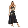 thumbnail image 6 of Doomiva Women Belly Dance Dress Set Sequins Halter Lace-up Crop Top Belly Dance Chiffon Skirts Black One Size, 6 of 7